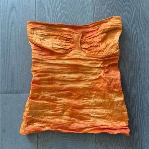 Nicole Miller Orange Strapless Top